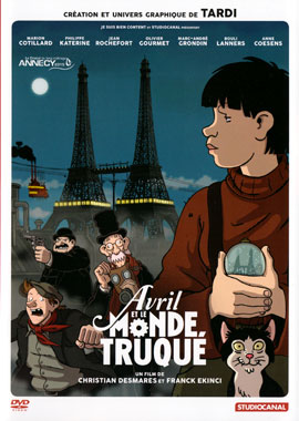 Avril et le monde truqué, le DVD de 2016 du film animé de 2015.