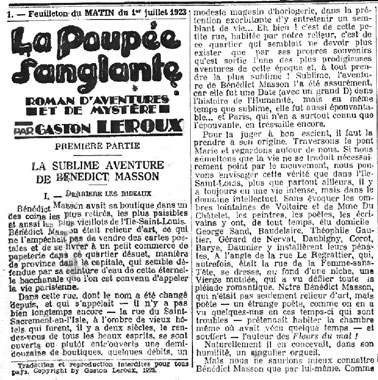 La poupée sanglante, le roman de 1923