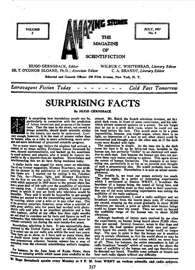 Amazing Stories, le numéro 16 de juillet 1927.